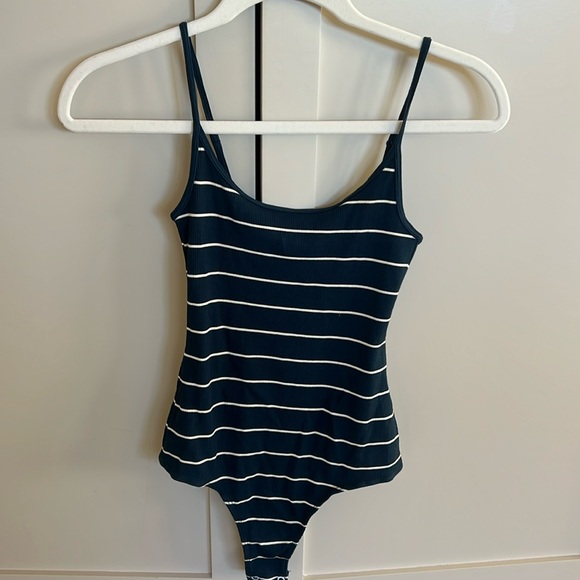 Navy Blue Striped bodysuit - Picture 1 of 2